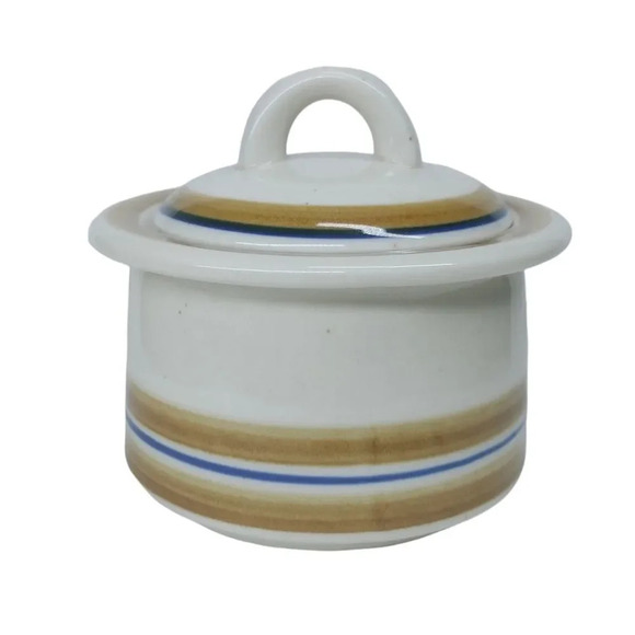 Vintage Creamer and sugar Bowl with Lid Set  Dura Stone by Mikasa Brown Bark - Picture 5 of 8